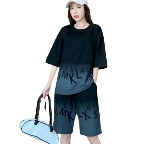 時尚潮流運動服兩件套【黑色】 (尺碼：L-4XL碼) (下單後聯繫客服確認發貨尺碼)#F158027416
