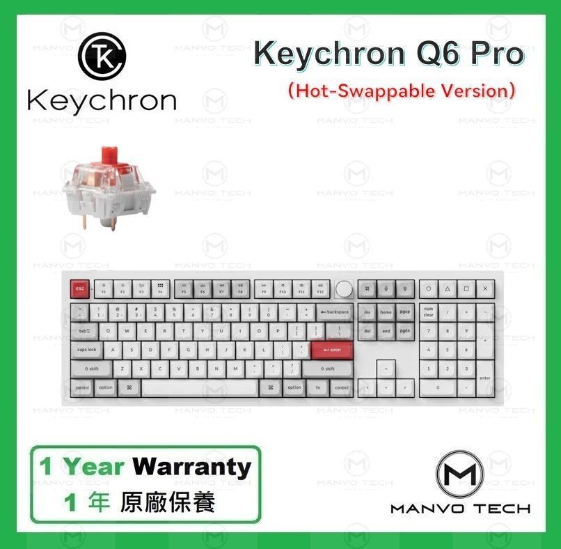 Keychron | Q6 Pro RGB 背光無線機械鍵盤w/ Knob 白色- 熱插拔紅