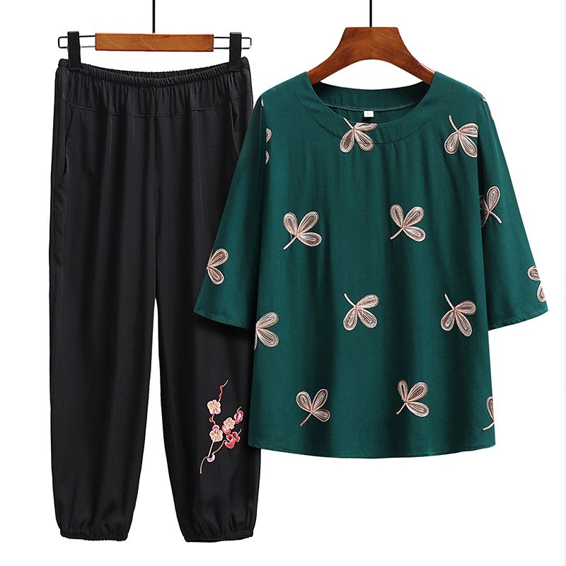 老年人短袖套裝( XL-6XL碼 716草綠（套裝））【下單後請聯絡客服確認發貨尺碼】F001099157