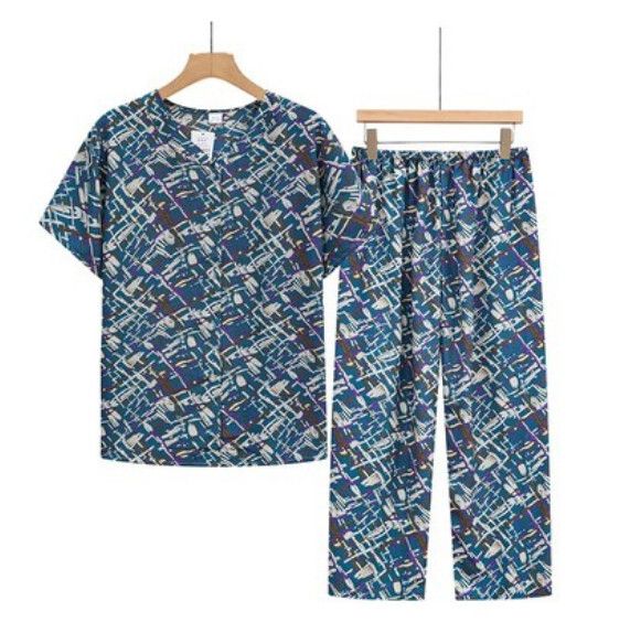 夏季中老年棉綢睡衣套裝（10號色）【尺碼：XL-3XL】【下單後聯絡客服確認發貨尺碼】F203013368