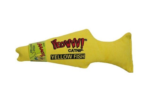 魚形貓草玩具 - 黃色 (美國製造)