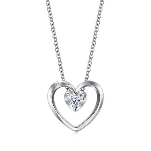 charm diamond centre heart necklace