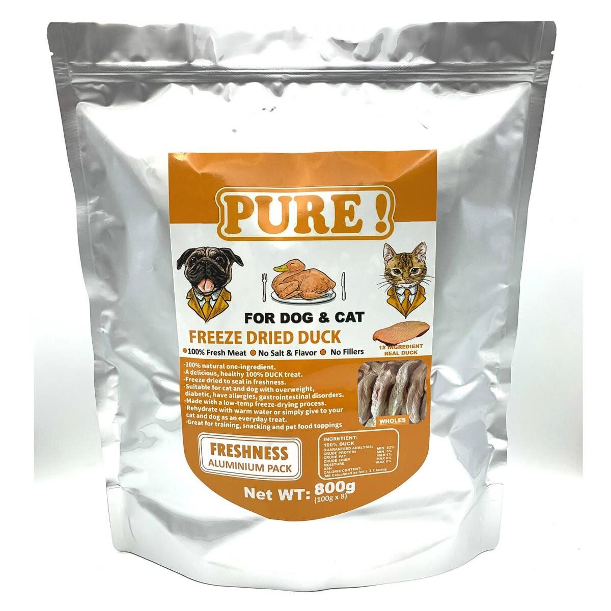 100% Freeze Dried Duck (Wholes) For Dog & Cat 800g (100gx8)
