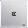 Silver SlimLine Co-Axial TV Socket single screwless clip-on front plate curved corners outlet PCSL60