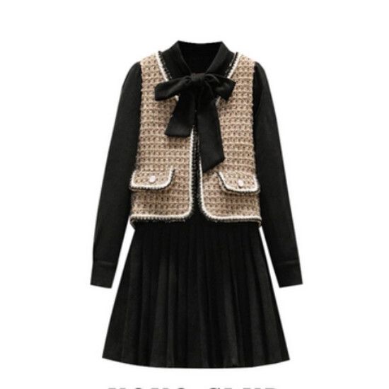 馬甲外套+連衣裙【黑色】【M-4XL碼】（下單後請聯絡客服確認發貨尺碼）#K011004279