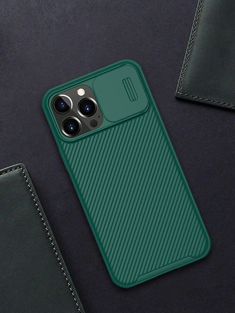 iPhone 13 6.1" Case Lens [Green] Protection Sliding Cover,Four-corner Airbag,Anti-Slip