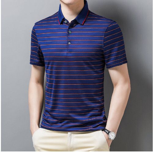 男士短袖冰絲翻領上衣（紅色105-130碼）（下單後聯繫客服確認發貨尺碼）#S055008257