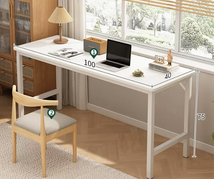 簡易書桌電腦桌（【桌椅組合】暖白色100*40*75cm）