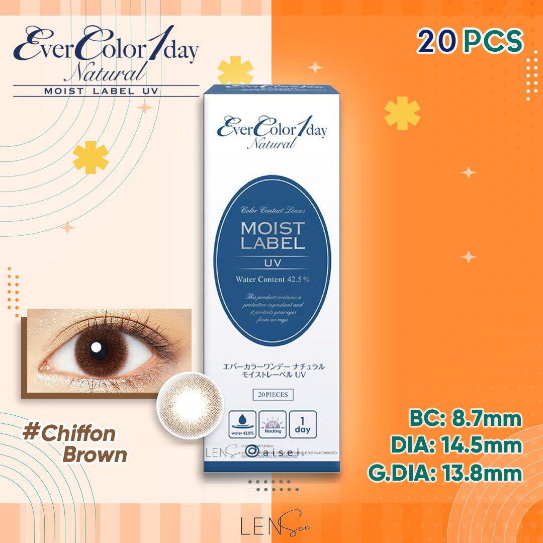 [NM2005] EverColor 1day Natural Moist Label UV Color Contact Lenses - Chiffon Brown  (20Pcs) (P -0.00)