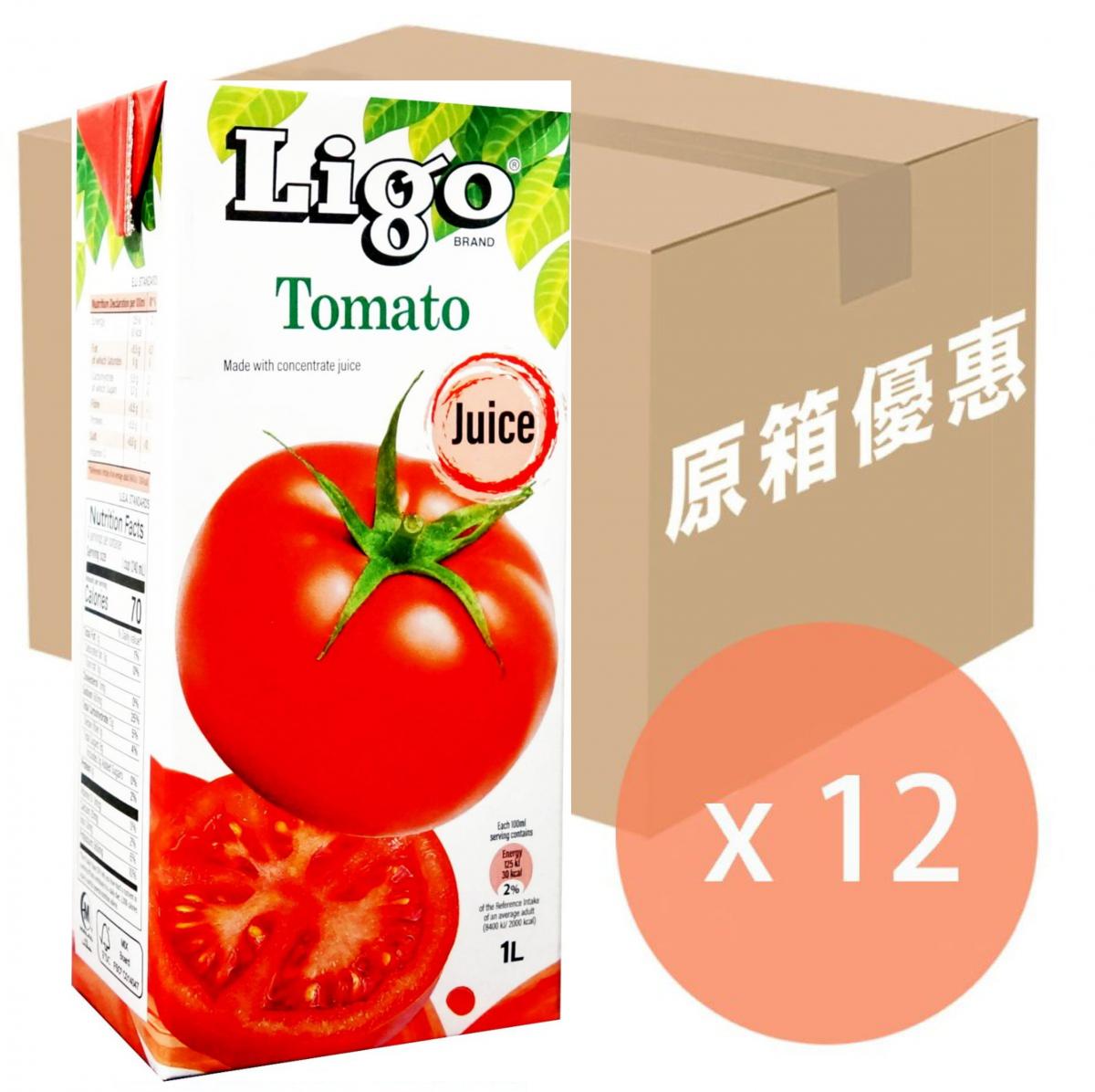 [原箱] LIGO - 歐洲直送 - 100%天然番茄汁 - 1公升 x 12