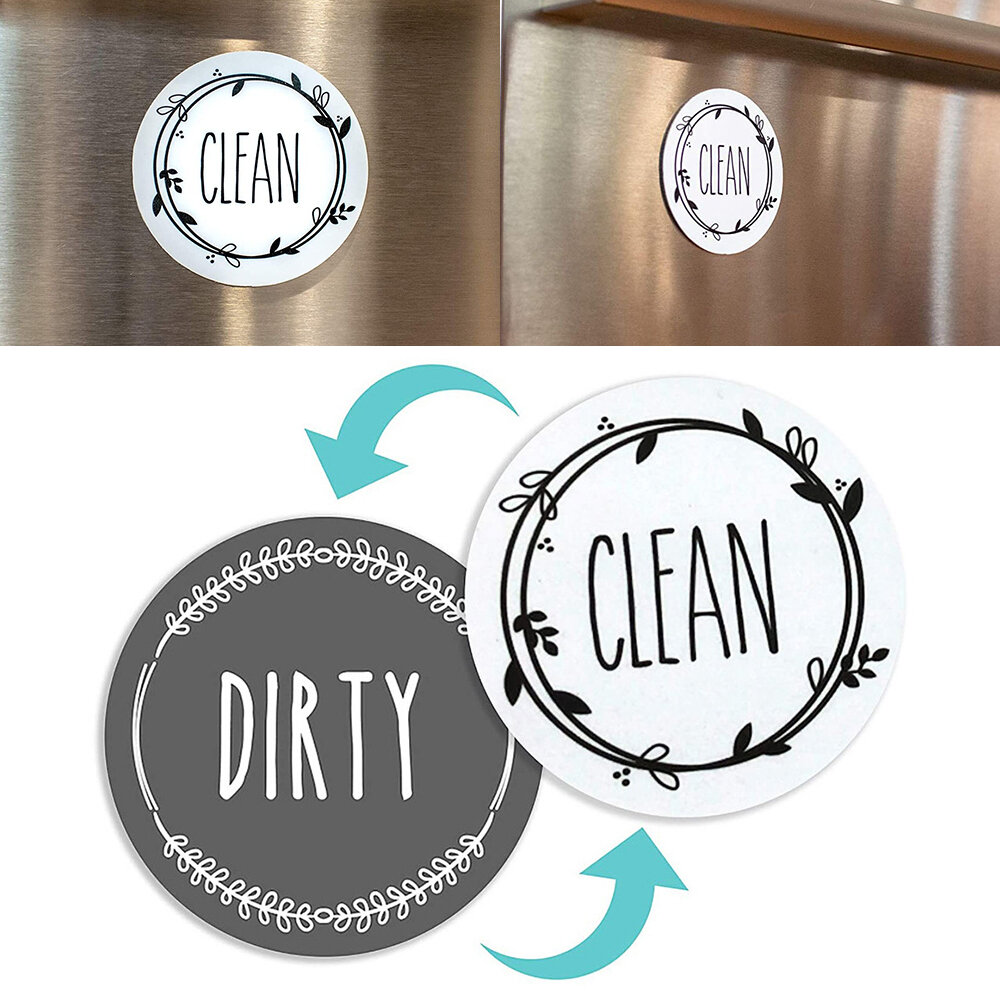 Round Gray + White Dishwasher Magnetic Sticker DIY Double Sided Magnetic Sticker