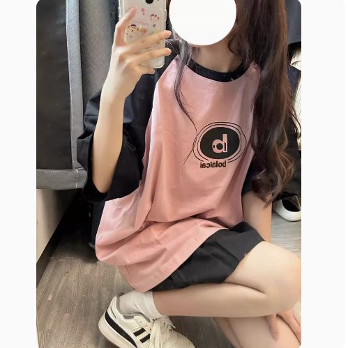 插肩短袖T恤（粉色 優質純棉）（尺碼：M-XXL碼）（下單後聯繫客服確認尺碼）