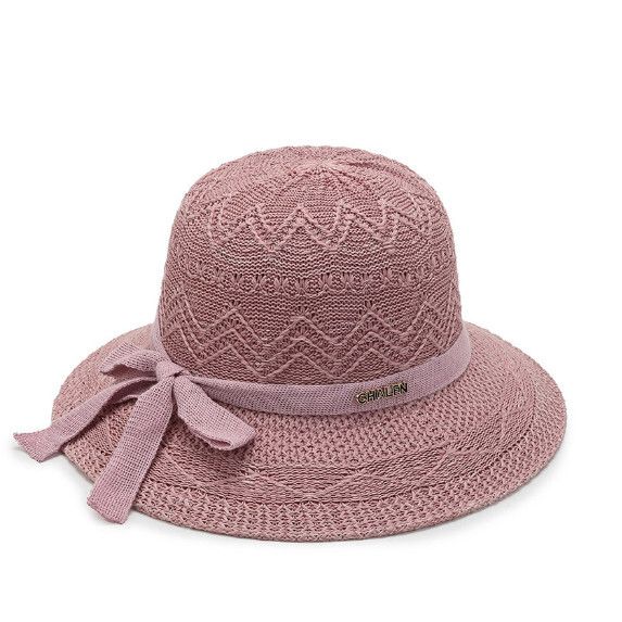 大簷遮陽防曬編織草帽女（玫紅色）#S281022829
