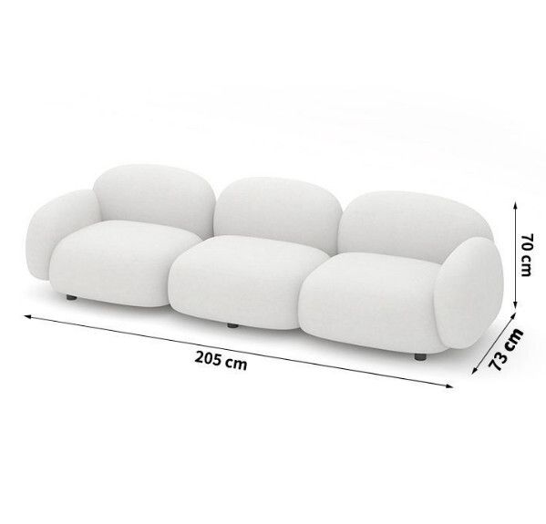 意式極簡小戶型雲朵沙發（三人座-白色-科技布）#H148064208