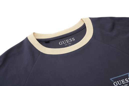 GUESS | 男裝撞色Logo印花短袖T恤MM2K7600 | 顏色: 紫藤藍| 尺碼: L