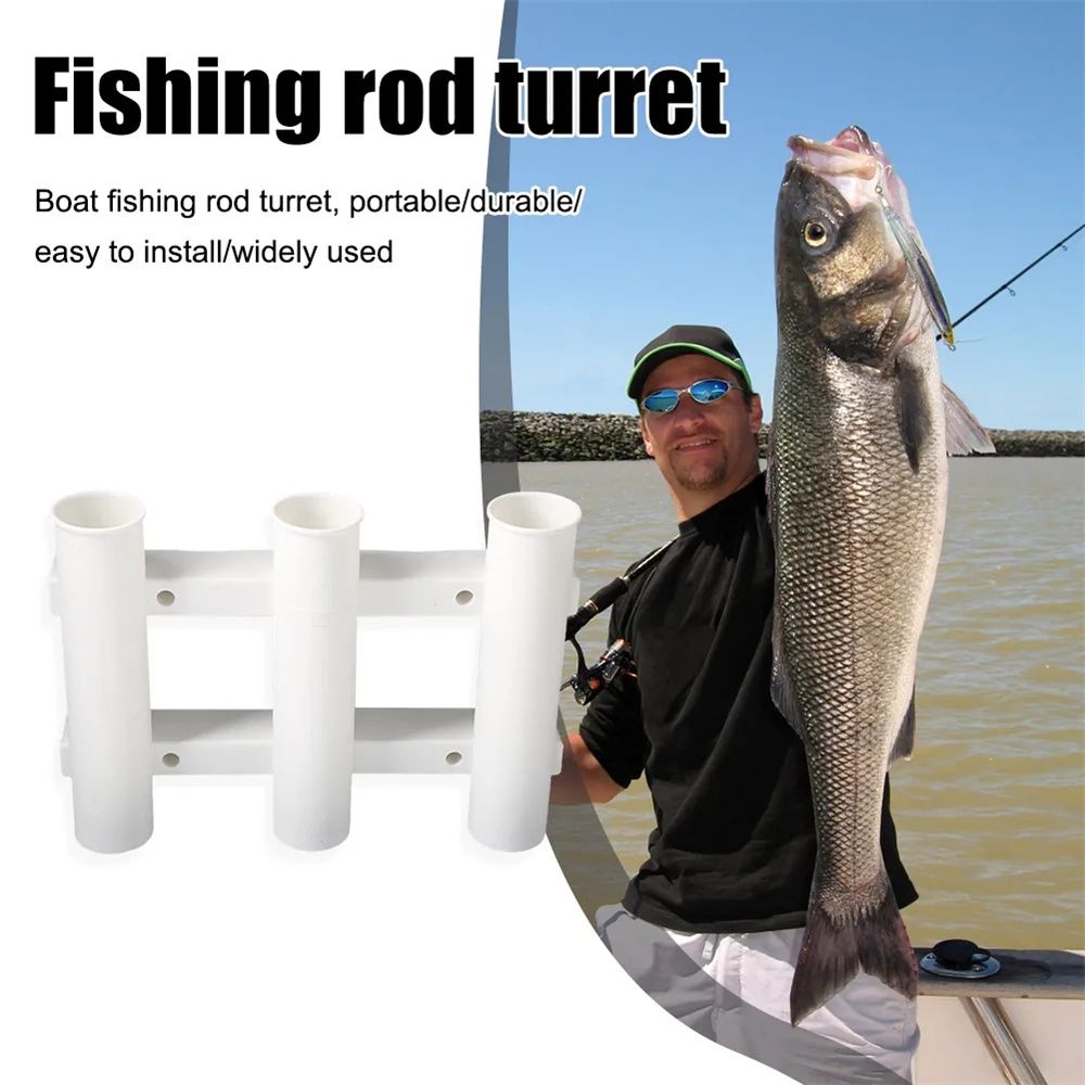 屯京  [White] 3 Holes ABS Plastic Sea Fishing Rod Holder Raft