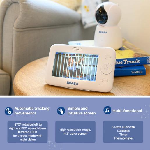 BEABA, ZEN + 4.3 Inch Wifi Video baby monitor (BS Plug) Camera 480P with  270° rotational views , 90° up & down Screen TFT x 272, APP Connect [2  years warranty)