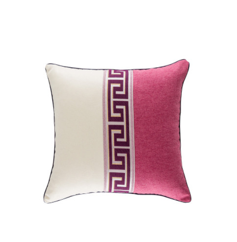 棉麻家居沙發靠墊抱枕（米色加紫色）尺寸:45X45cm(枕套+枕芯）