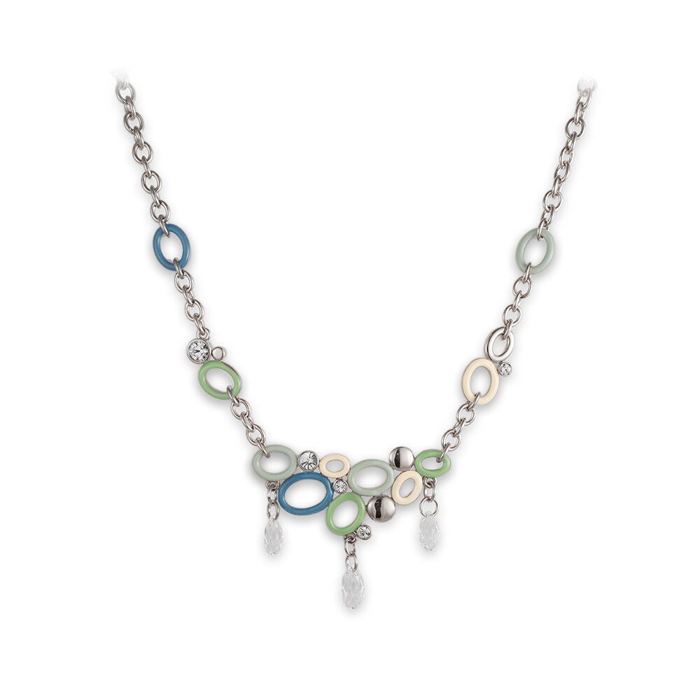 Olympic: rhodium plating, rhinestone, crystal bead, enamel necklace