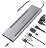 USB C Hub Adaptors Slim 10 in 1 Adapter with Type C Dock, USB C HUB 3 USB 3.0 Ports, 4K HDMI, VGA