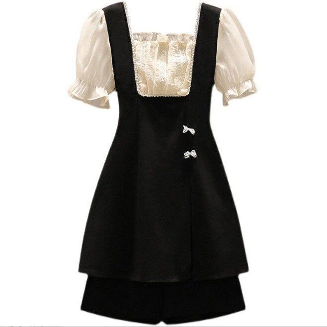 時尚套裝(連衣裙+褲子 黑色 M-4XL 下單後聯絡客服確認發貨尺碼)