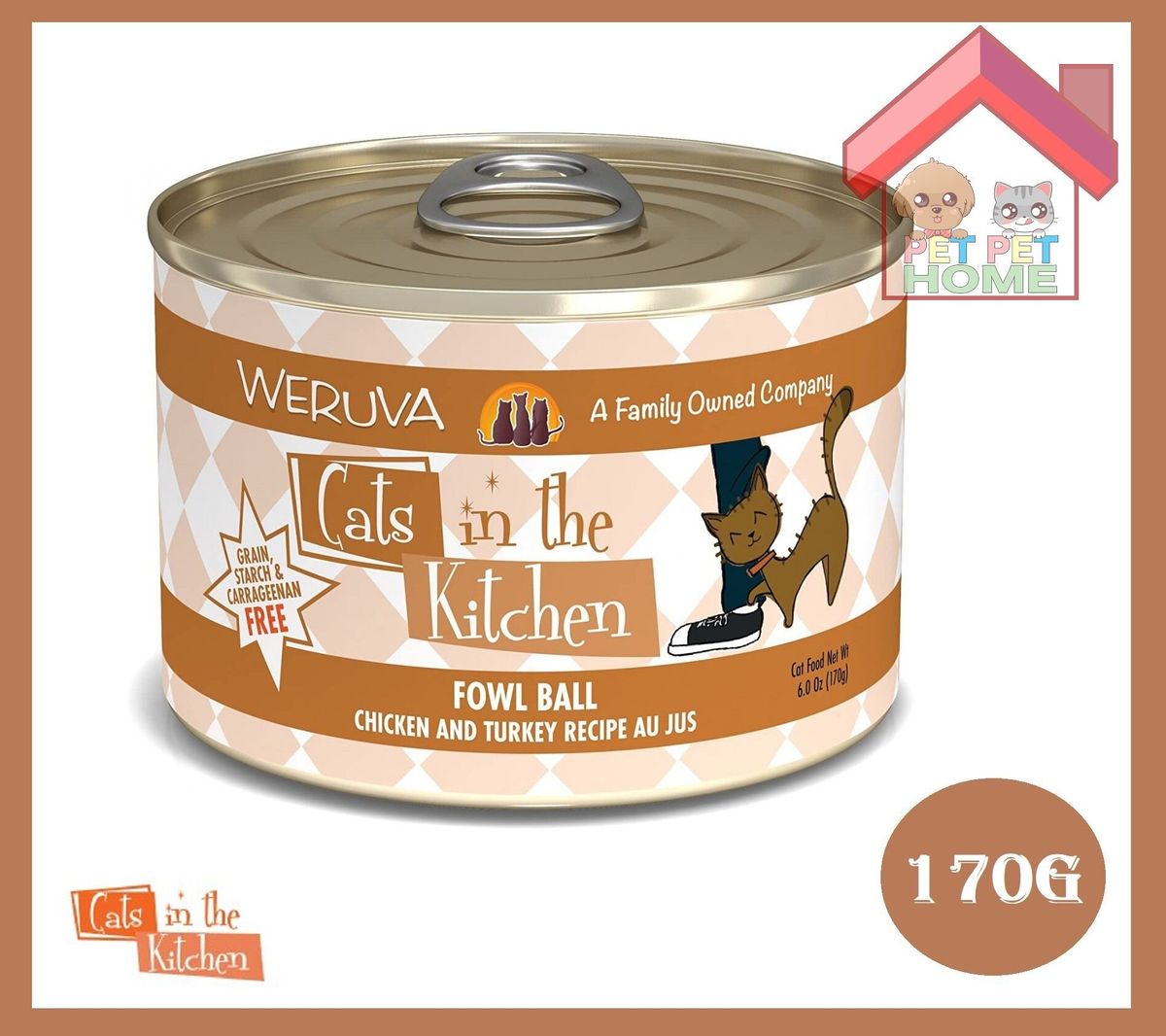 Cats in the Kitchen Fowl Ball for Cat Canned 170g  [1864]