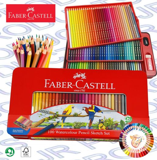 FABER CASTELL, German 100 Watercolour pencil Parrot Sketch Set (Tin Case)  #115968《HK Authorized》