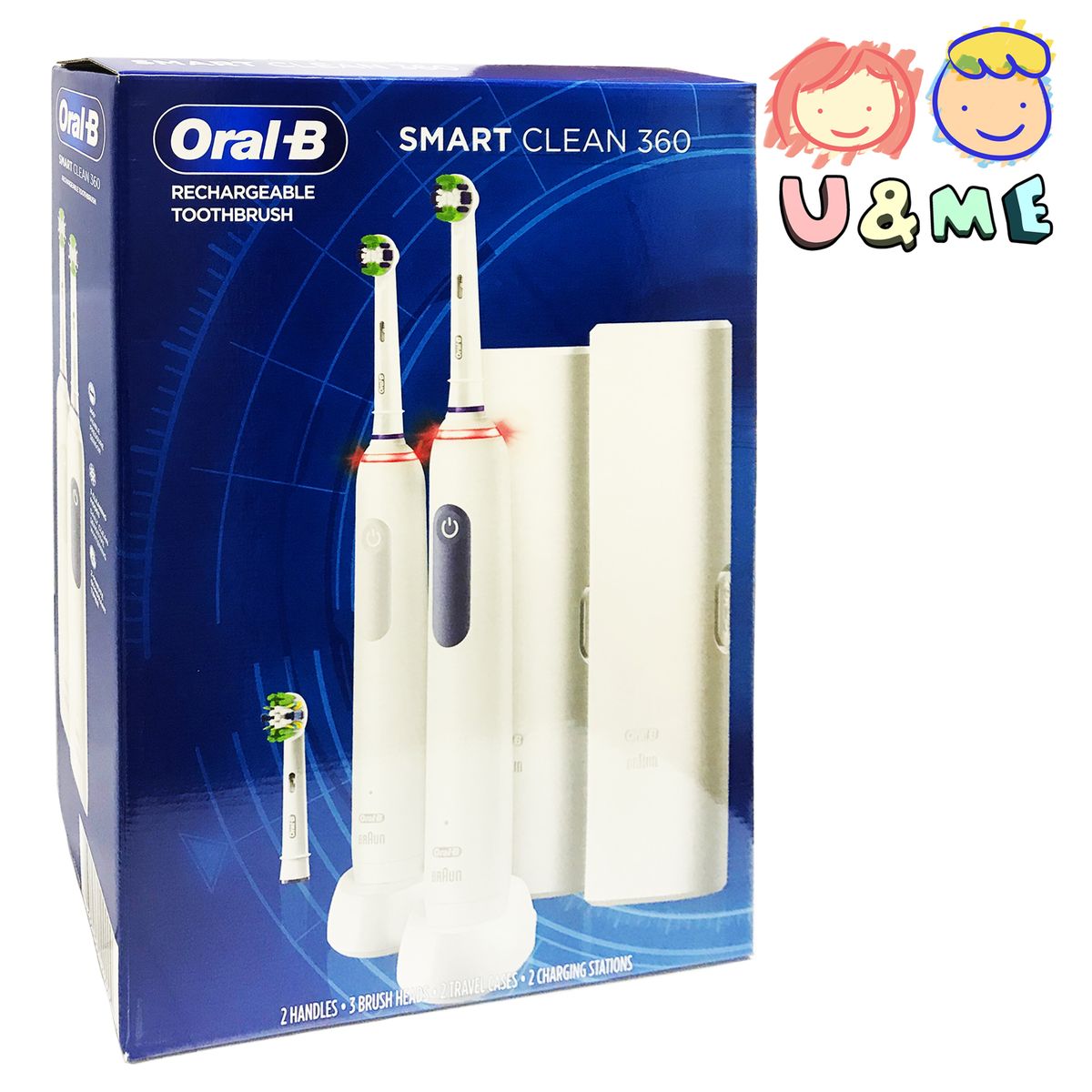 Oral-B | (9999)Smart Clean 360 Rechargeable Toothbrushes 2 Pack Set ...