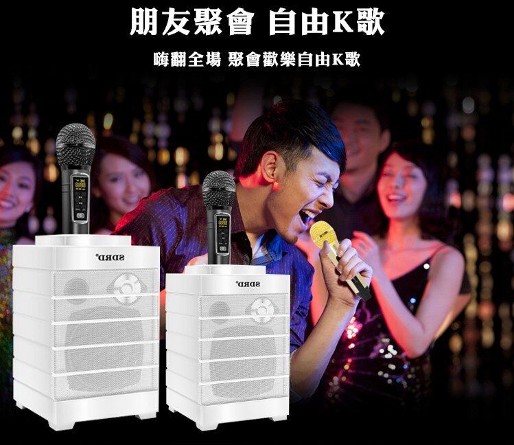 SDRD SD-128 BLUETOOTH SPEAKER Dual Wireless Microphone Karaoke Portabl –