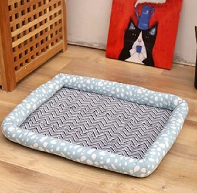 小號寵物貓狗夏季通用墊/寵物床/冰墊41*30*7cm（奶牛紋）（藍色）