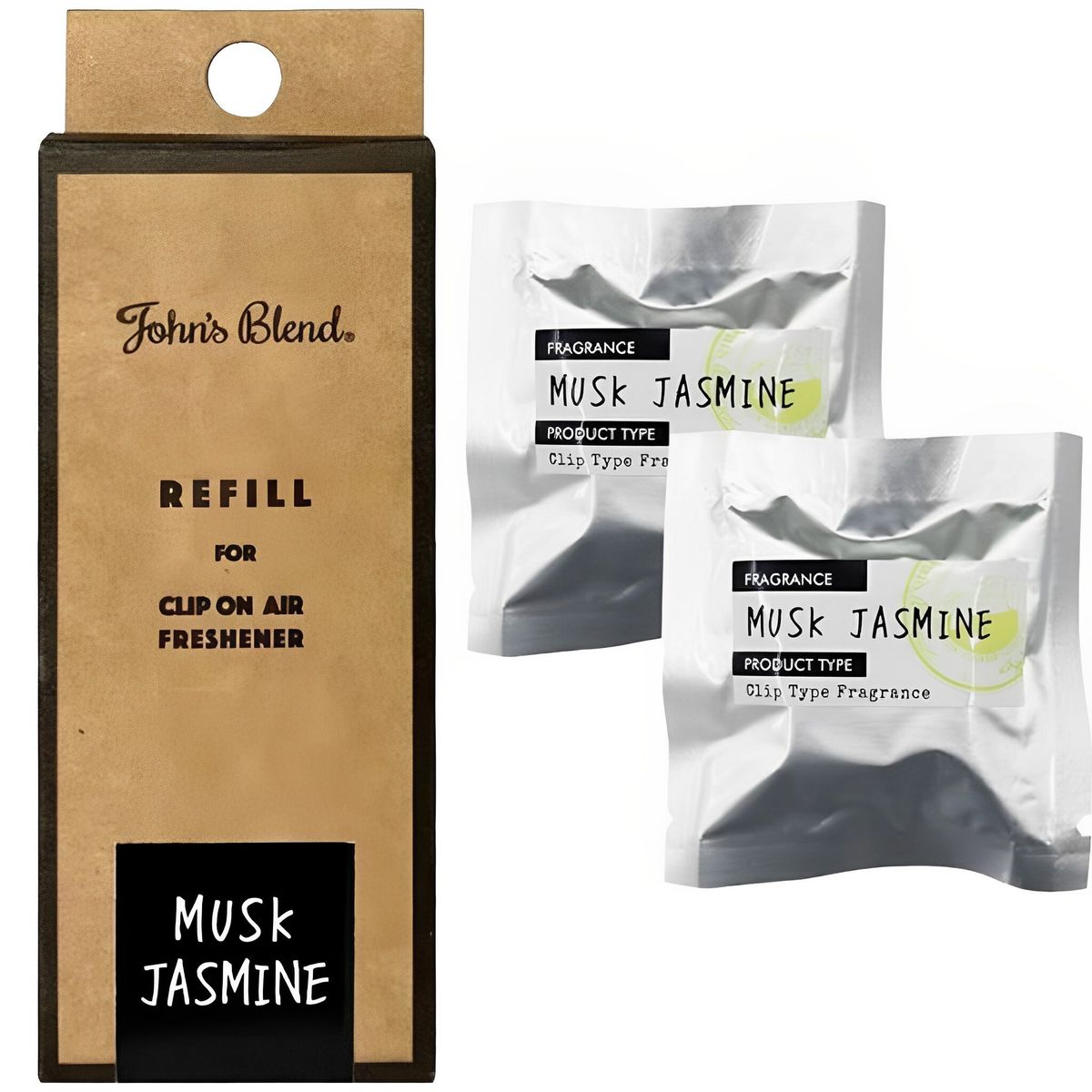 John's Blend | Refill For Clip on Air Freshener (2pcs) Musk