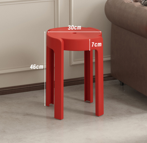 家用易收納加厚塑料旋風疊凳(紅色*高強PP材料)(尺寸:30*46*7CM)#M209012579