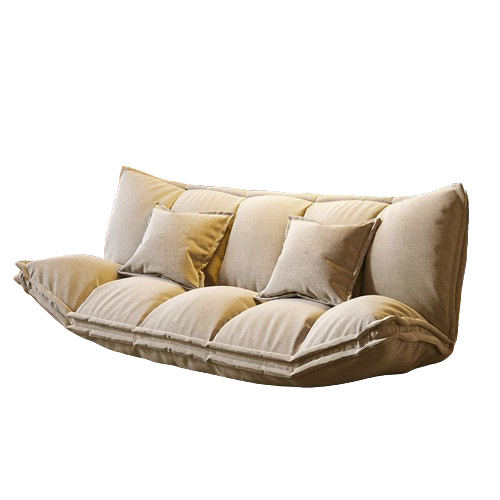 Small apartment lazy sofa bed tatami folding double single simple sofa bed (Upgrade 130CM Beige No pillow bilateral upgrade removable and washable Installation Included) 3112