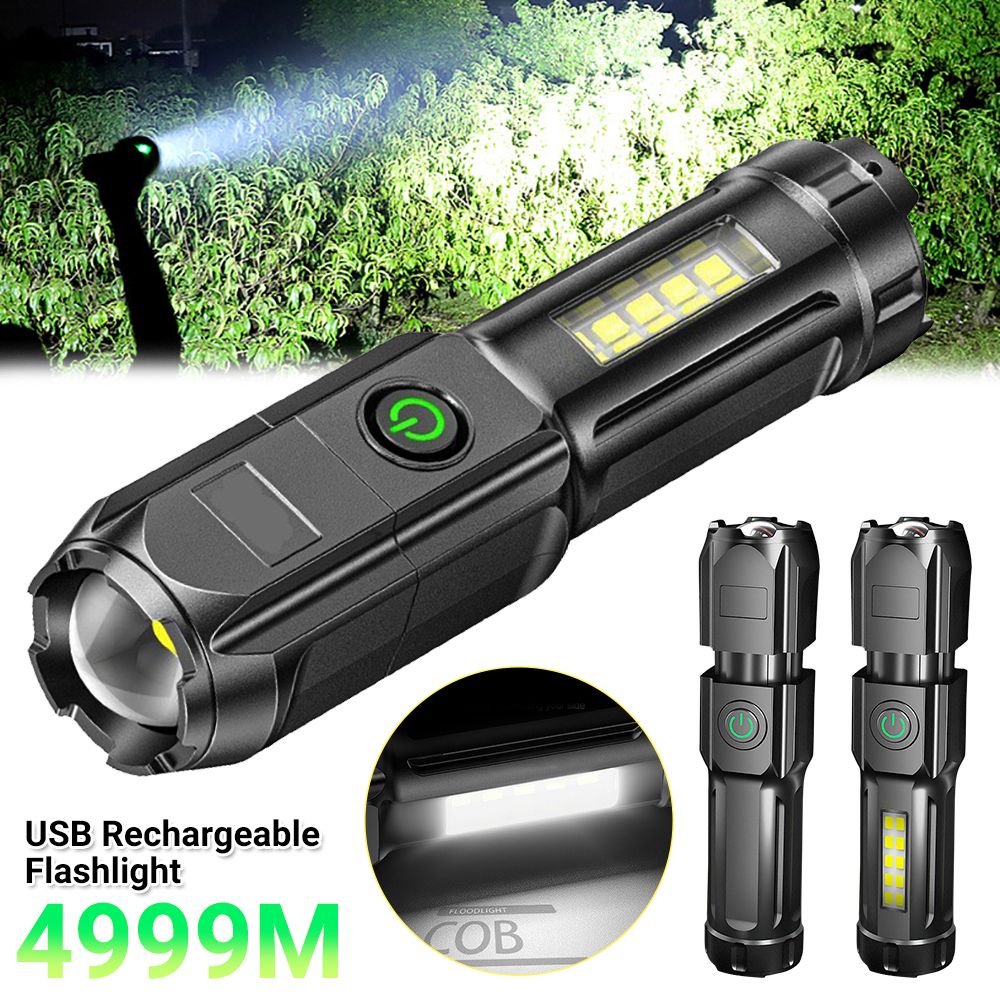 USB Rechargeable LED Tactical Flashlight Super Bright Torch Zoomable [Parallel Import]