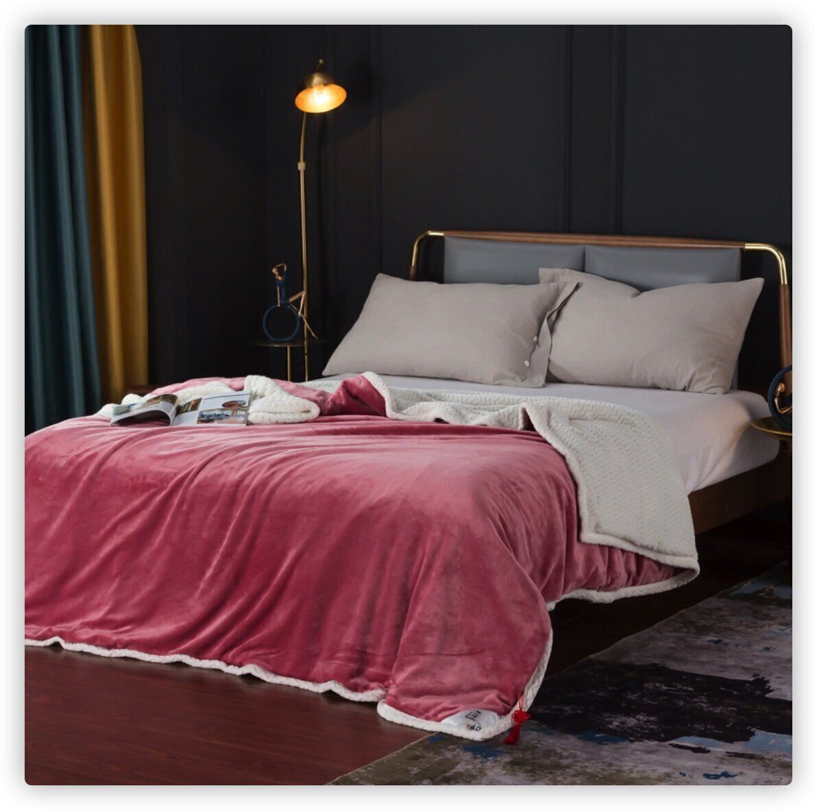 羊羔絨毛毯休閒蓋毯子（120*200cm）（紅豆沙）