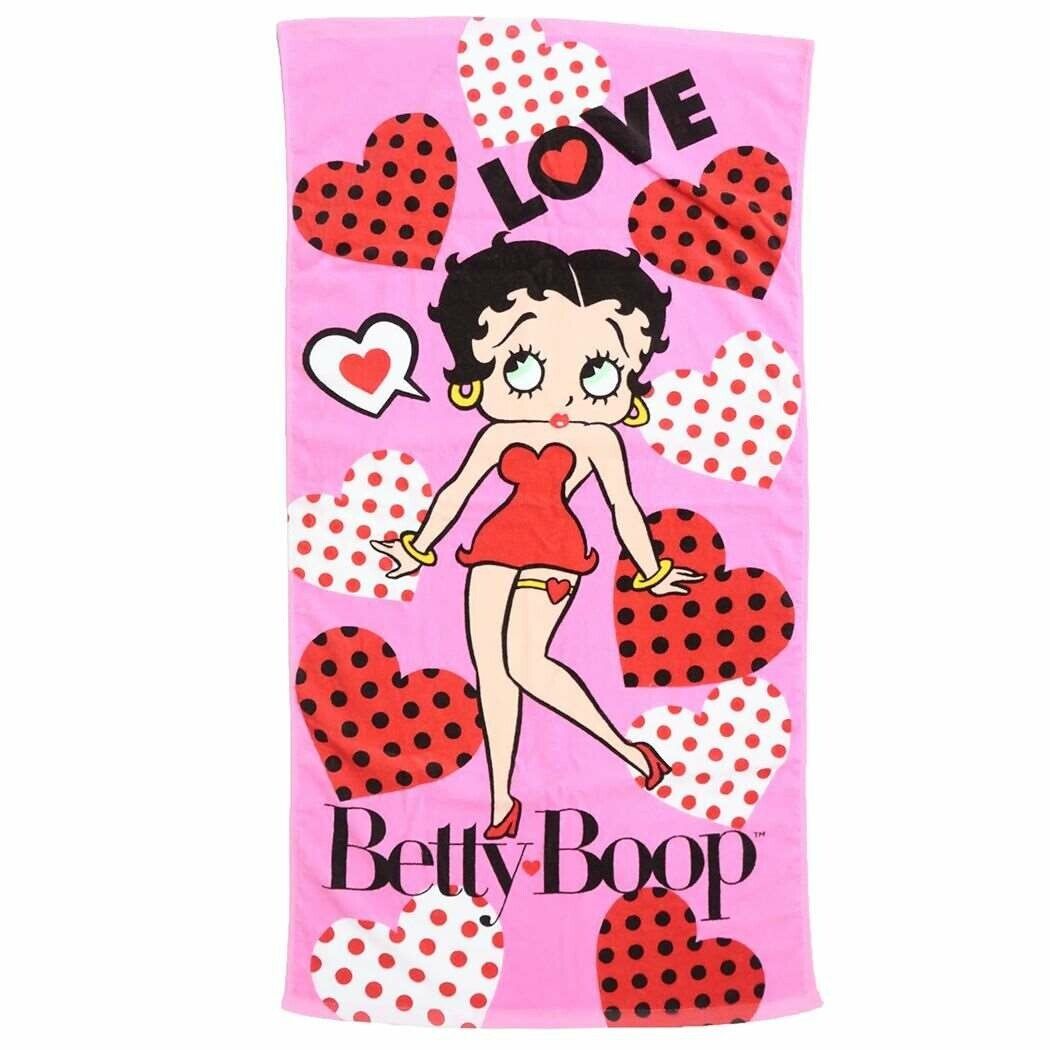 Betty Boop ★  Printed Leisure Bath Towel - Pink Hearts with DOT (PINK) (Parallel Import)