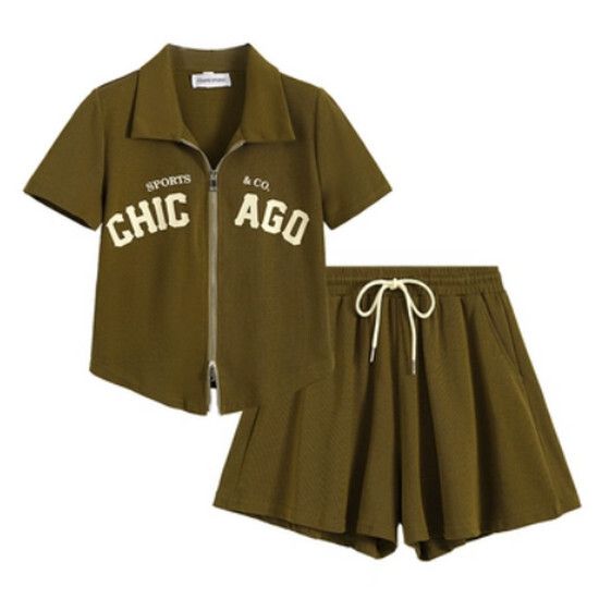polo領t恤+短褲套裝【芥綠色】【L-4XL碼】（下單後請聯絡客服確認發貨尺碼）#K011004303