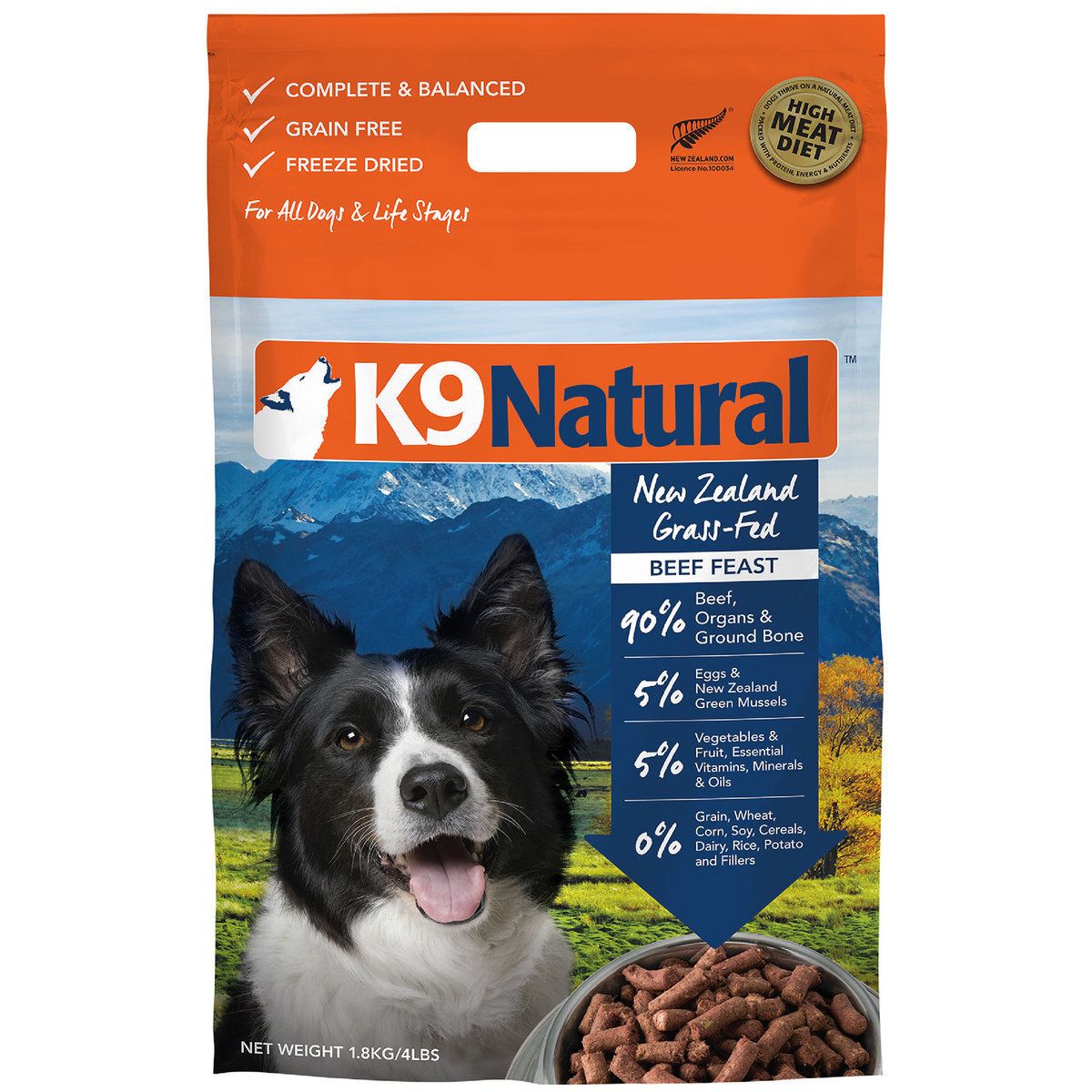 Freeze Dried Beef feast Dry Dog Food 1.8kg