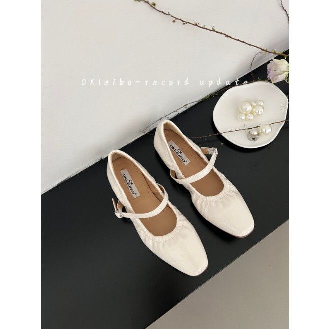 金屬扣優雅平底鞋（06-056米白色）（35-39碼，下單後聯絡客服確認發貨尺碼）#F280004201