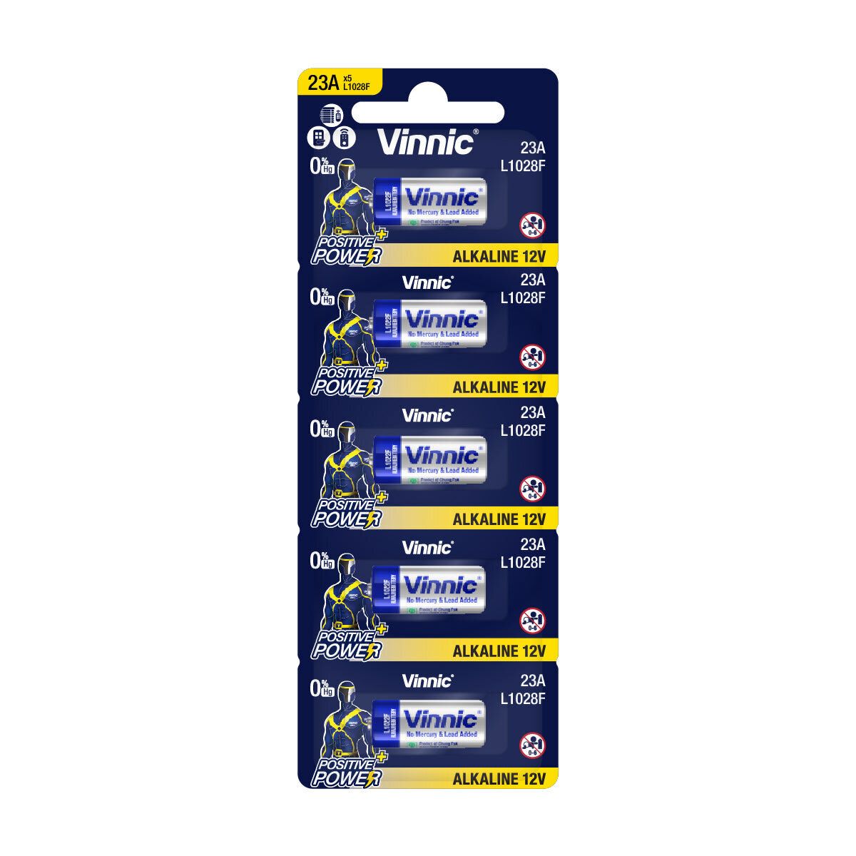 23A / L1028F (12V)  High Voltage Alkaline Button Cell  - 5Count