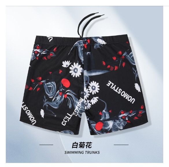 成人平角寬鬆保守泳褲【XL-3XL碼】【白菊花】(下單後聯絡客服確認發貨尺碼) #H161023631