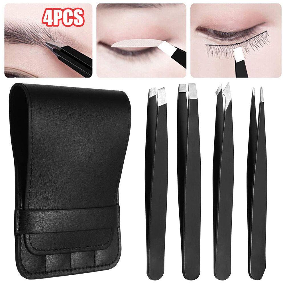 [Set of 4] Stainless Steel Eyebrow Clip Ladies Eyebrow Tweezers HighAnastomosis Hair Pulling Forceps
