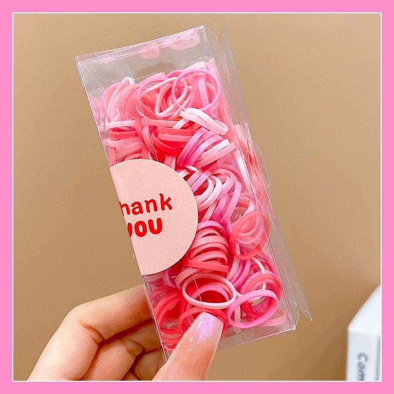 兒童一次性紮頭髮皮筋頭飾(1#玫粉色-300根裝)