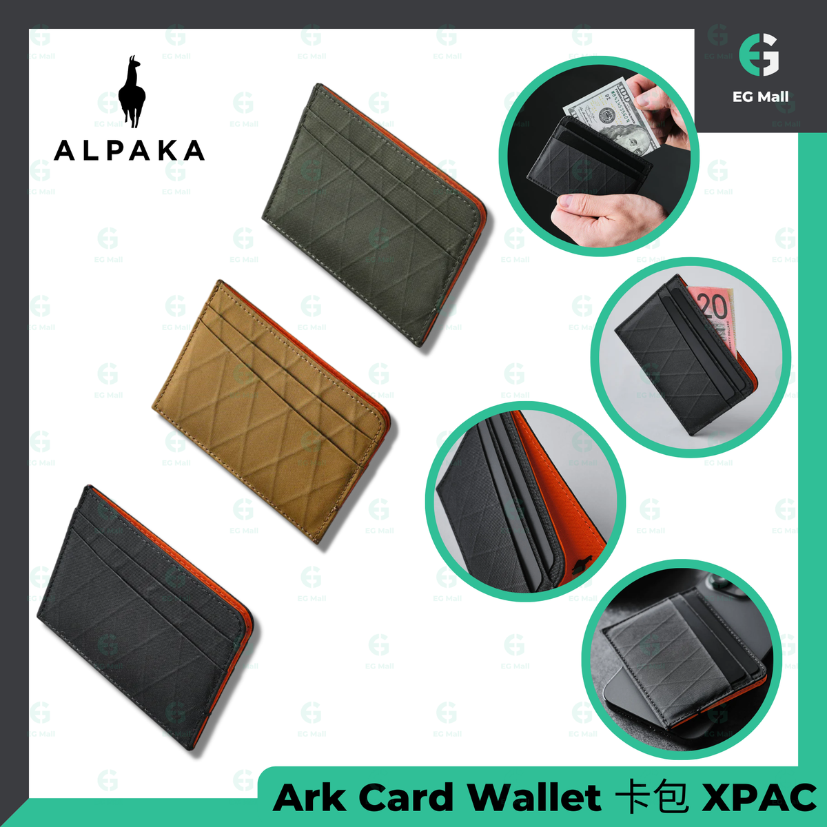 ALPAKA ALPAKA Ark Card Wallet Black Weatherproof Fabric Card