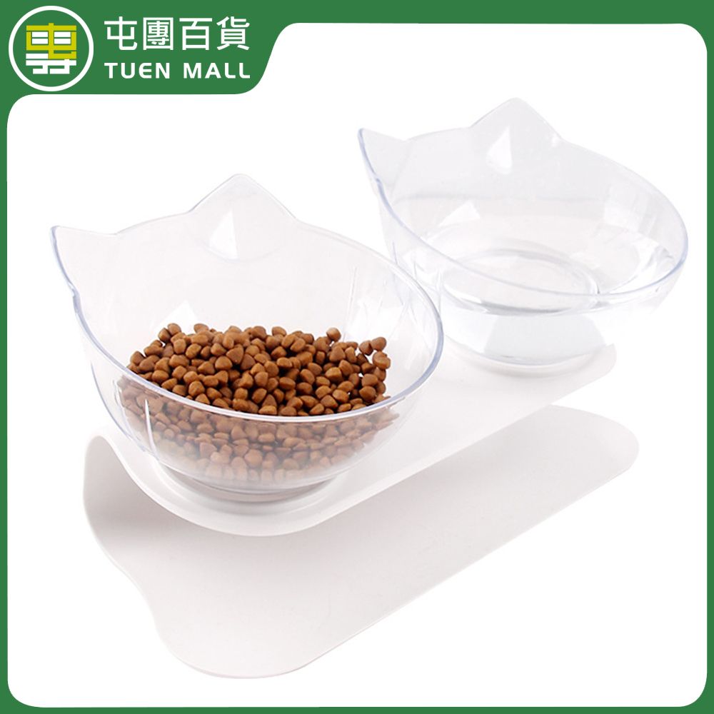 [Transparent Double Bowl] Cervical Pet Bowl Transparent Cat Bowl Non-slip Double Bowl Pet Bowl [Parallel Import]