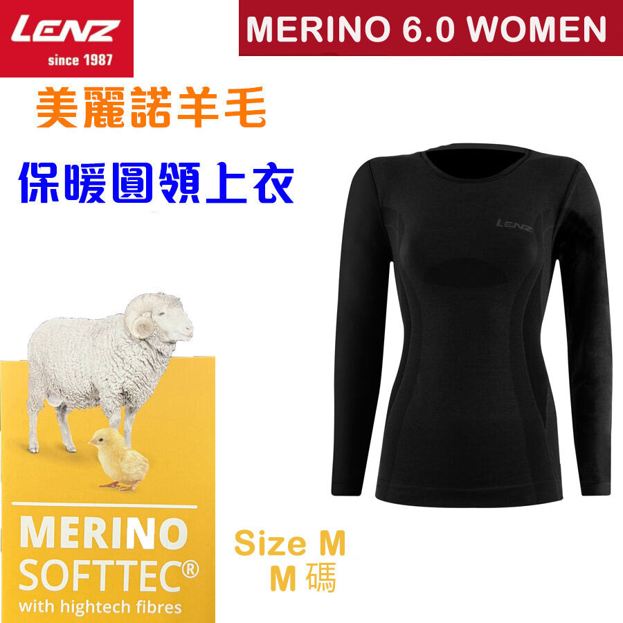 Women Merino 6.0 Long Sleeves Round Neck Performance Baselayer Shirt Size M