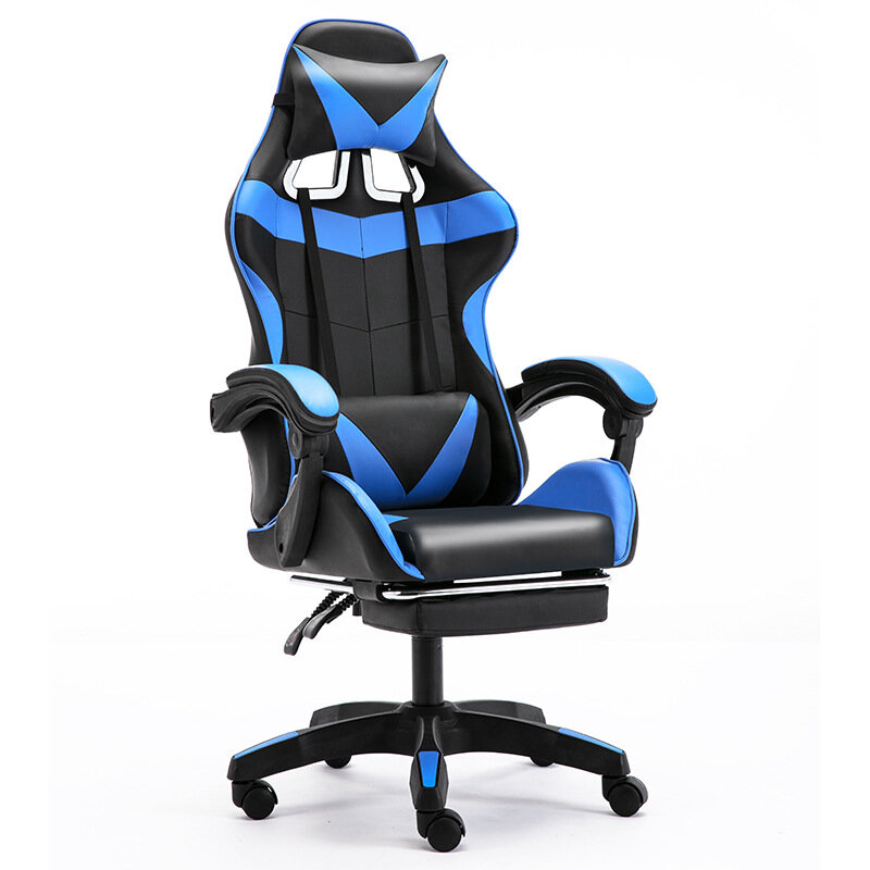 Gaming Chair [Black Blue] (Aluminum Alloy Feet) - Footrest 730 Styles