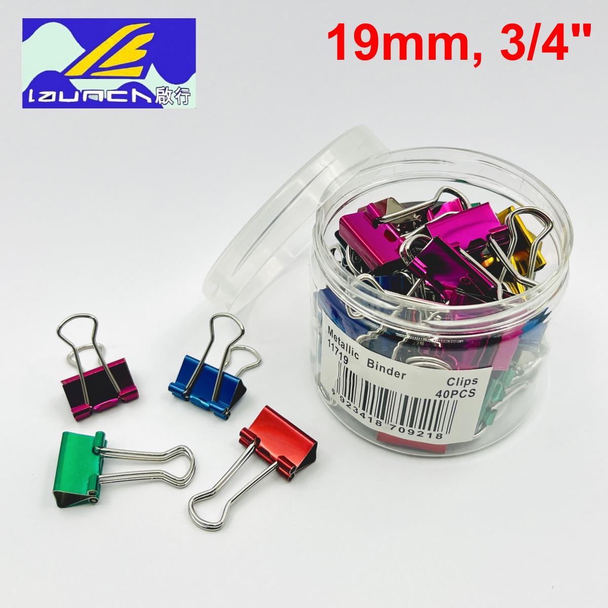 Launch® Metallic 3/4" Binder Clips, 40pcs. (5 Colors) #11719
