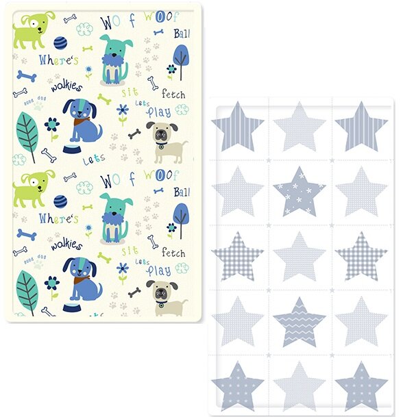 韓國嬰兒防護游戲墊雙面圖案 - 星星小狗 細碼