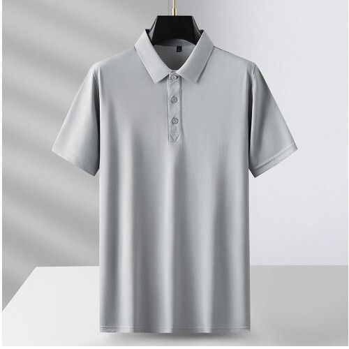 男士冰絲透氣短袖上衣襯衫（淺灰M-4XL碼）（下單後聯繫客服確認發貨尺碼）#S055008285